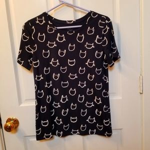 LOFT cat print crew neck T-shirt size S
